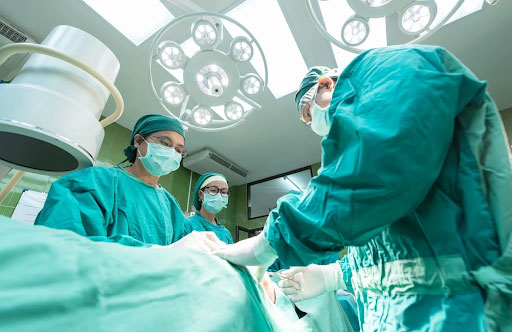 Doctors working in an operating room