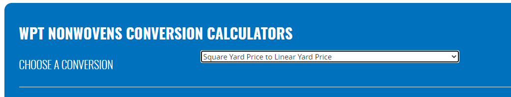 Wpt nonwovens conversion calculator