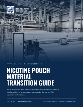Cover of the Nicotine Pouch Material Transition Guide from WPT Nonwovens